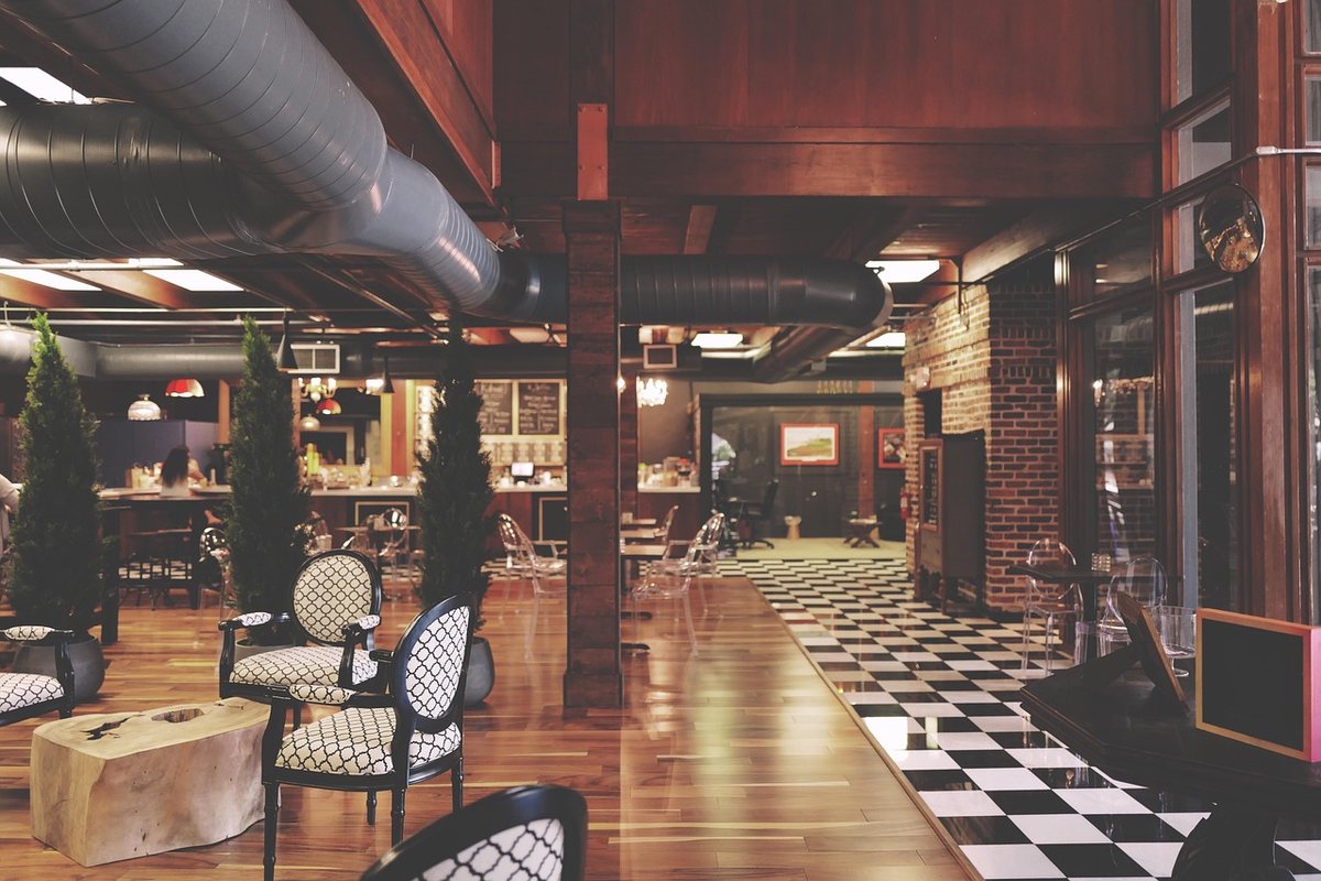 Sports lounge with large screens and seating